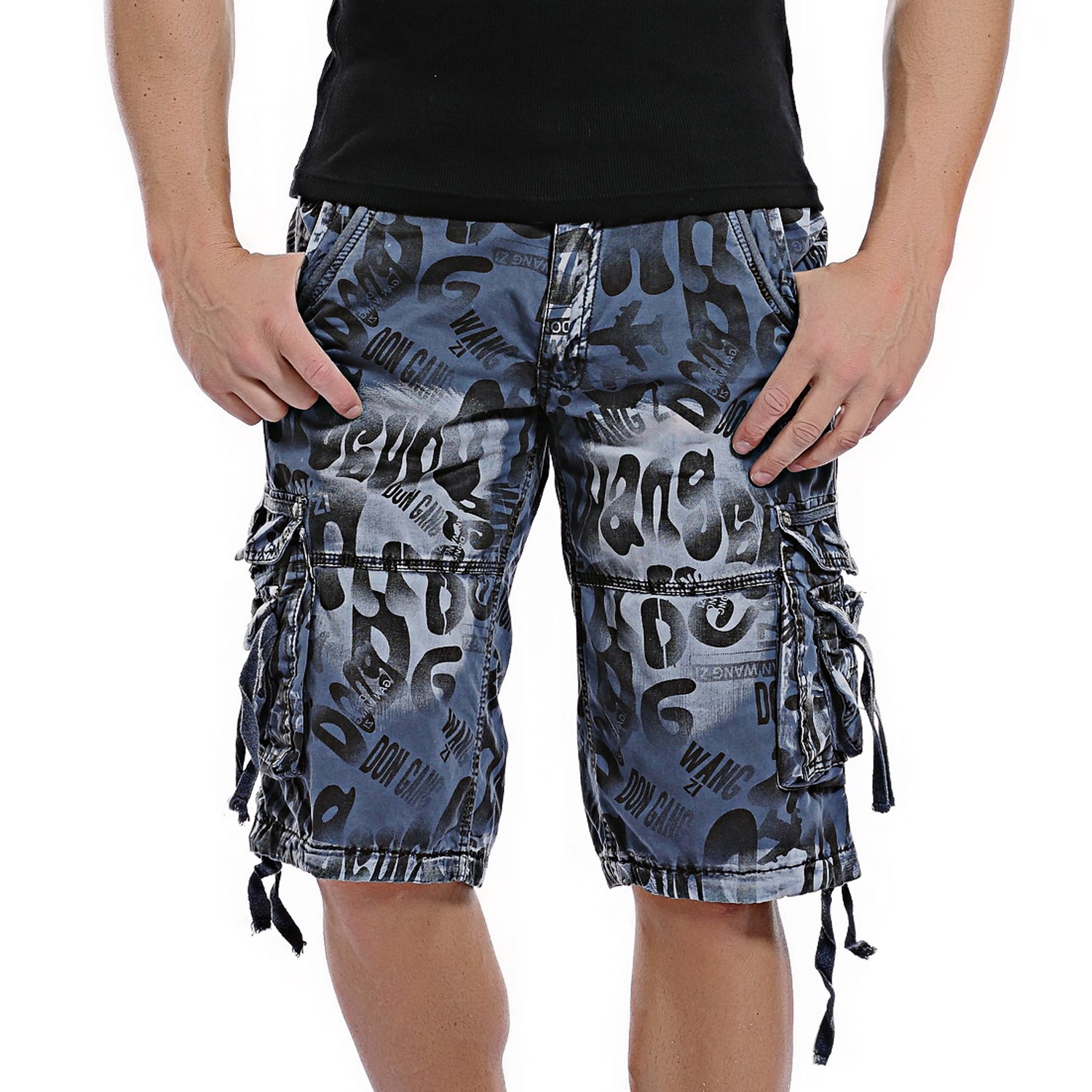 Herren-Cargo-Shorts mit Leopardenmuster und Camouflage-Muster, entspannte Passform, mehrere Taschen – 2292
