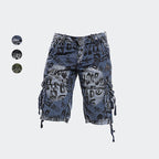 Herren-Cargo-Shorts mit Leopardenmuster und Camouflage-Muster, entspannte Passform, mehrere Taschen – 2292
