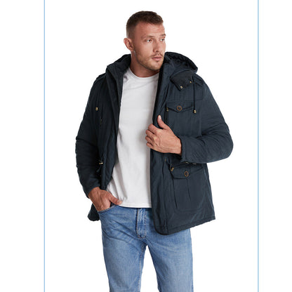 Thick Hooded Lamb Wool Men's Premium Multipockets Jacket | 3256