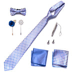 Herren Seidenkrawatte und Einstecktuch Manschettenknöpfe Krawattenklammer Set Hochzeit Business | LB243 