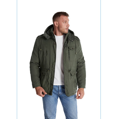 Thick Hooded Lamb Wool Men's Premium Multipockets Jacket | 3256