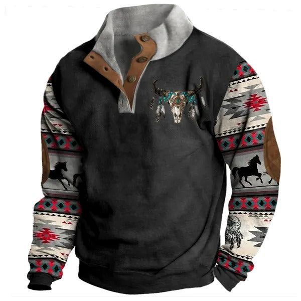 Herren Cowboy-Sweatshirt mit Stehkragen | 51MA 