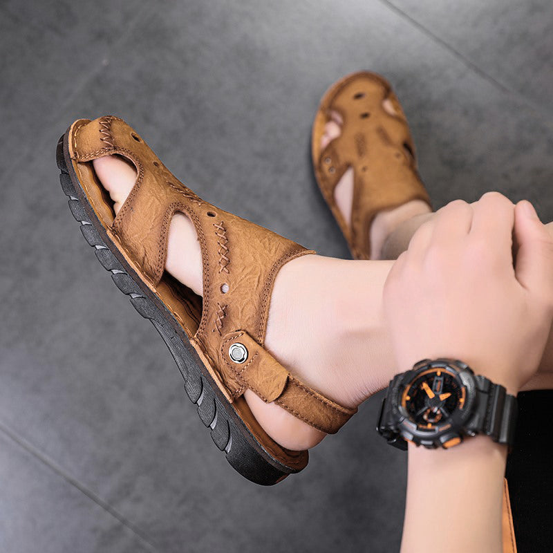 Men's Summer Breathable Casual Leather Sandals | 7101