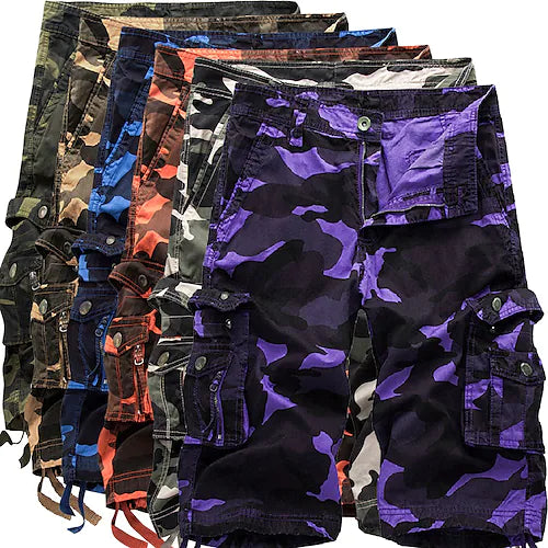 Herren Cargo-Shorts aus Baumwolle mit entspannter Passform, Camouflage-Muster, A083