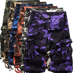 Herren Cargo-Shorts aus Baumwolle mit entspannter Passform, Camouflage-Muster, A083