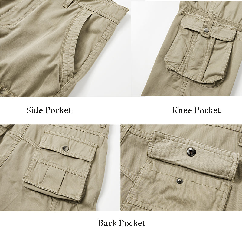 D Grey Herren Premium Relaxed Fit Straight Leg Cargohose mit mehreren Taschen | YH1207