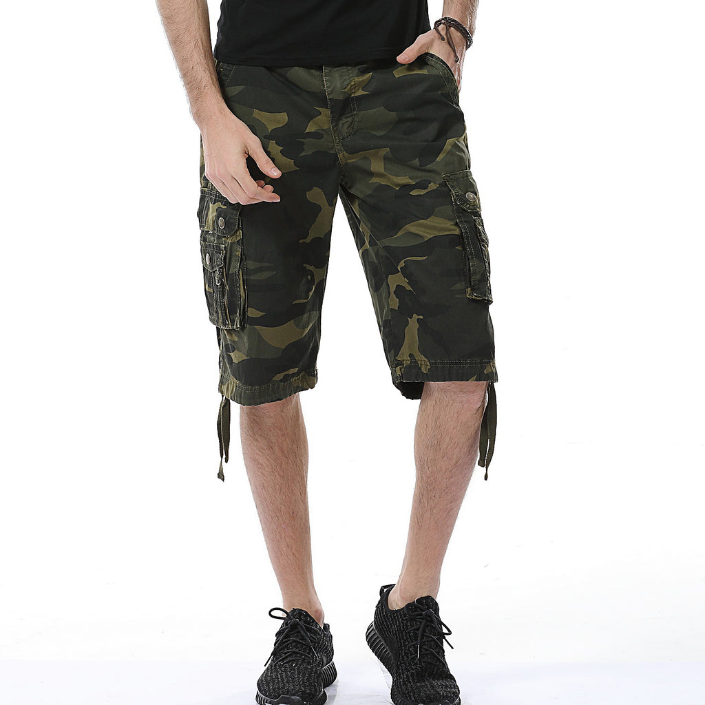Herren Cargo-Shorts aus Baumwolle mit entspannter Passform, Camouflage-Muster, A083