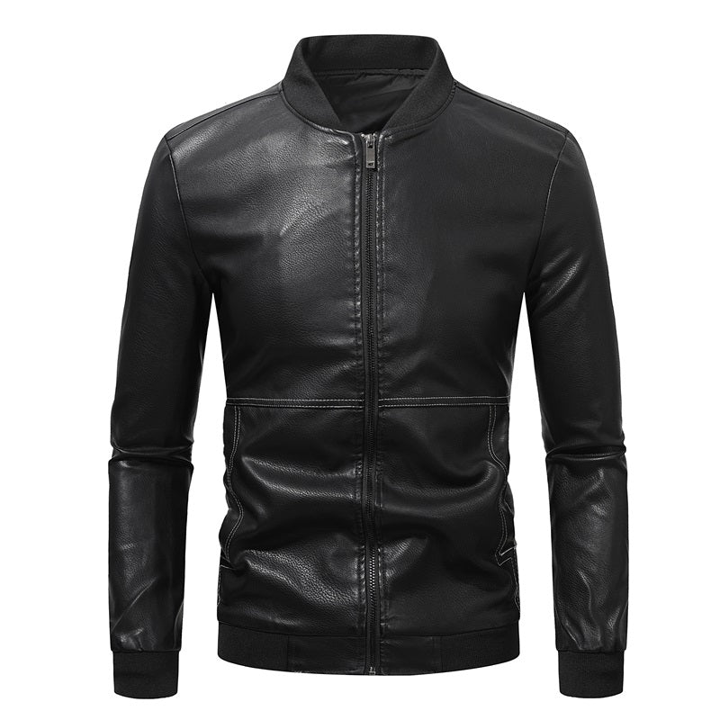 Men's Premium PU Leather Jackets Slim Fit Solid Color | JK90