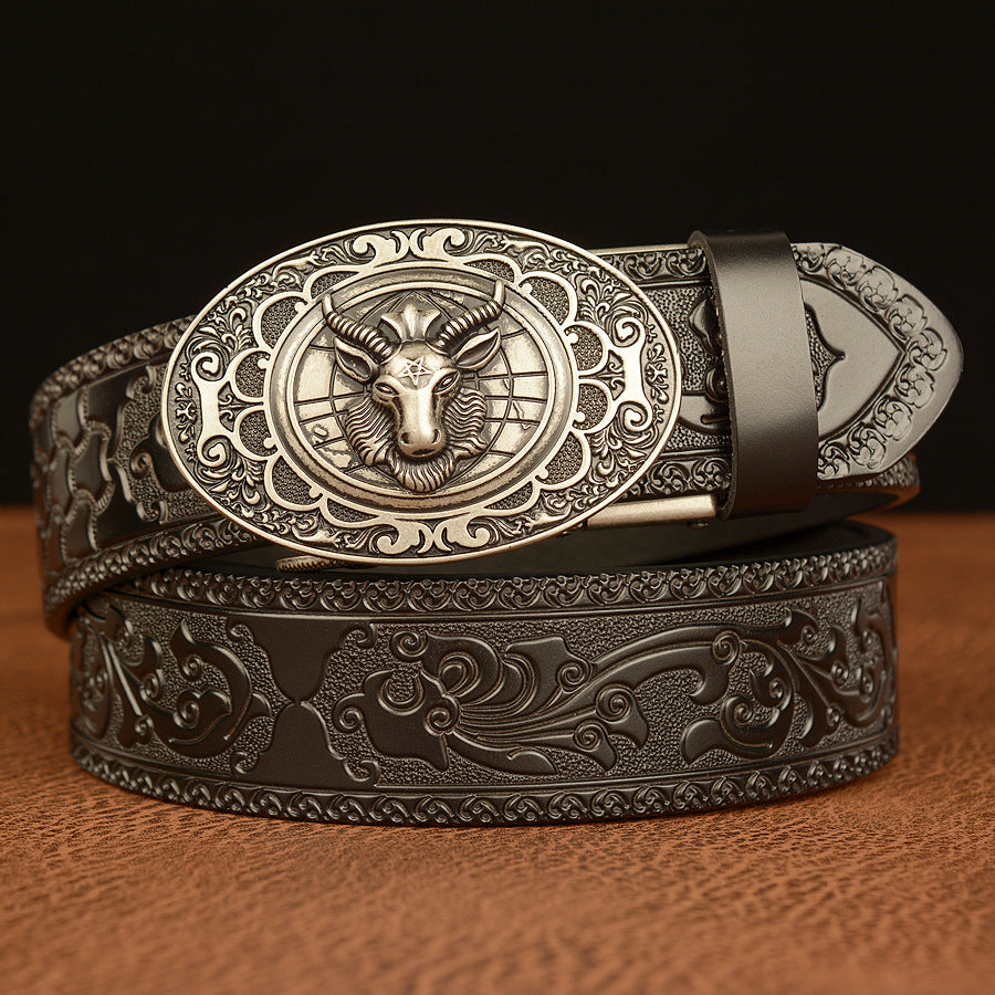 Various Design | Mens Leather Belt with Automatic Buckle Nickel Free Luxury Gift