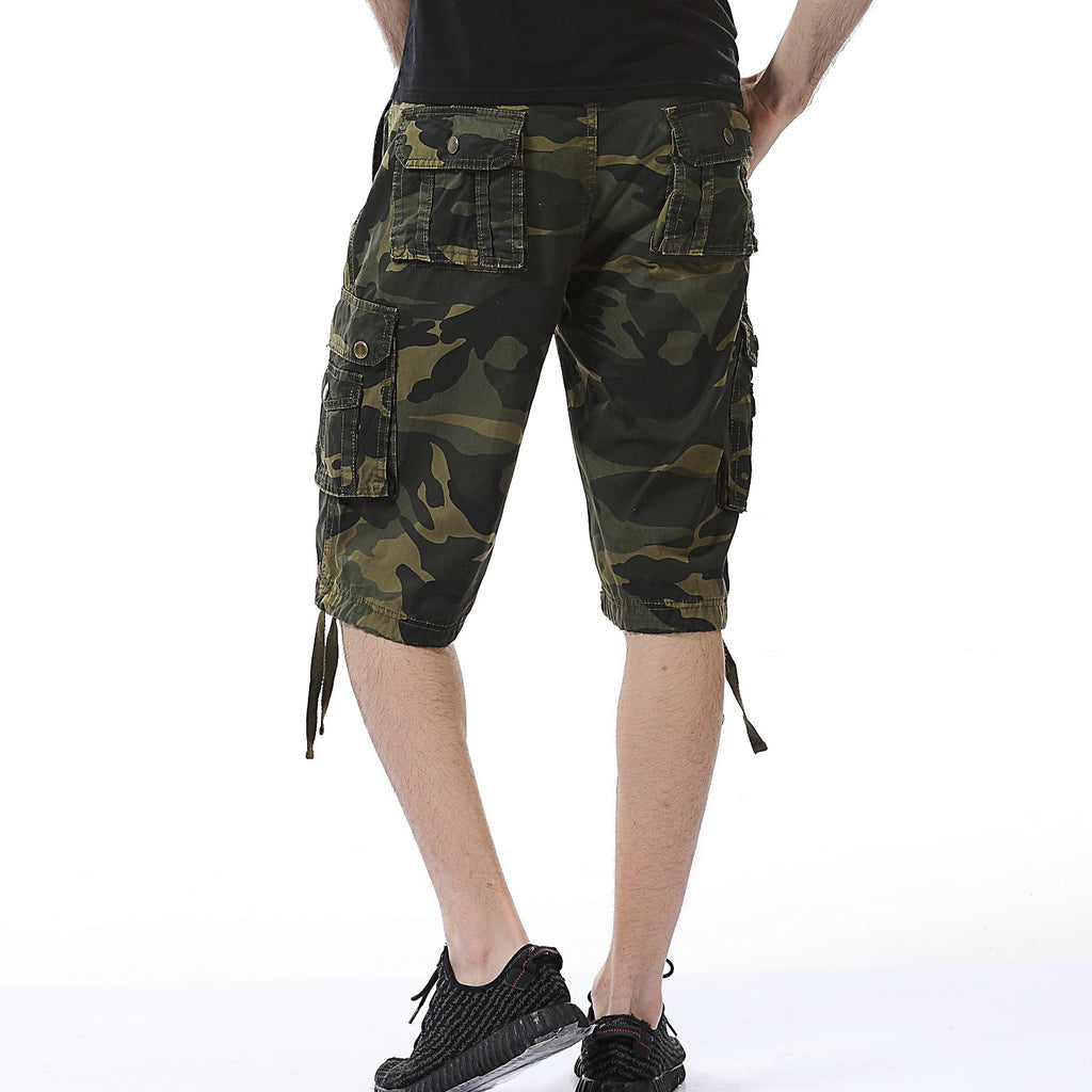 Herren Cargo-Shorts aus Baumwolle mit entspannter Passform, Camouflage-Muster, A083