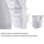 Herren V-Ausschnitt Kordelzug Baumwolle Leinen Henley Shirt Langarm Hippie Casual Beach T Shirts | A275