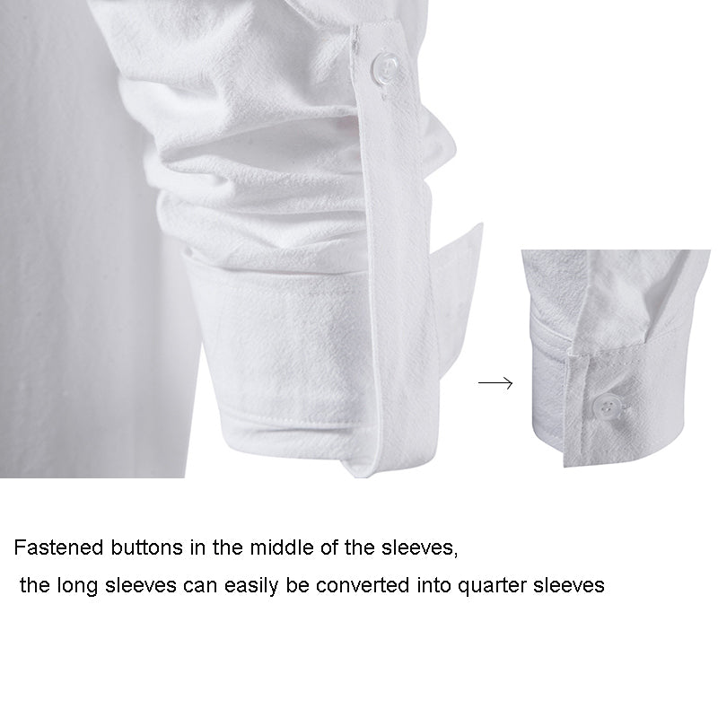 Herren V-Ausschnitt Kordelzug Baumwolle Leinen Henley Shirt Langarm Hippie Casual Beach T Shirts | A275