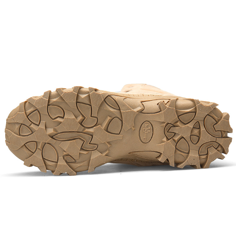 Militärstiefel für Erwachsene mit seitlichem Reißverschluss, Schwarz &amp; Wüstenbraun, robuste Armeeschuhe | 523