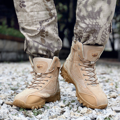 Bottes de combat militaires à fermeture éclair latérale pour adultes, chaussures robustes de l'armée noires et marron désert | 523