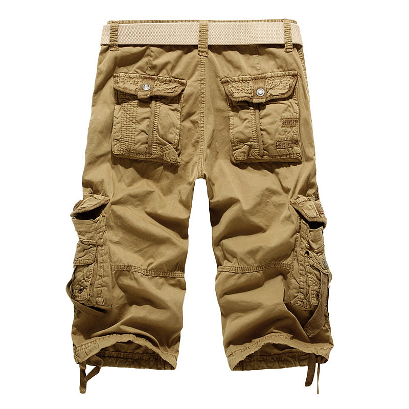 Short cargo 3/4 Capri long pour homme, sous le genou, à poches multiples, 5820