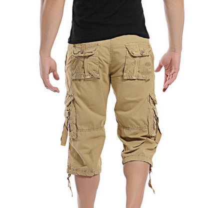 Short cargo 3/4 Capri long pour homme, sous le genou, à poches multiples, 5820