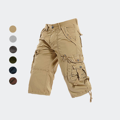 Short cargo 3/4 Capri long pour homme, sous le genou, à poches multiples, 5820