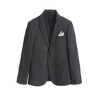 3-teiliger Slim Fit-Anzug für Herren mit Karomuster, formeller Business-Smoking, Blazer + Weste + Hose | 812