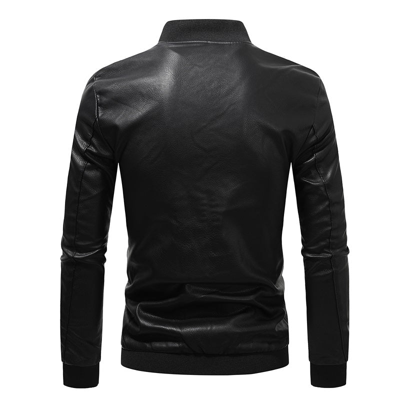 Men's Premium PU Leather Jackets Slim Fit Solid Color | JK90