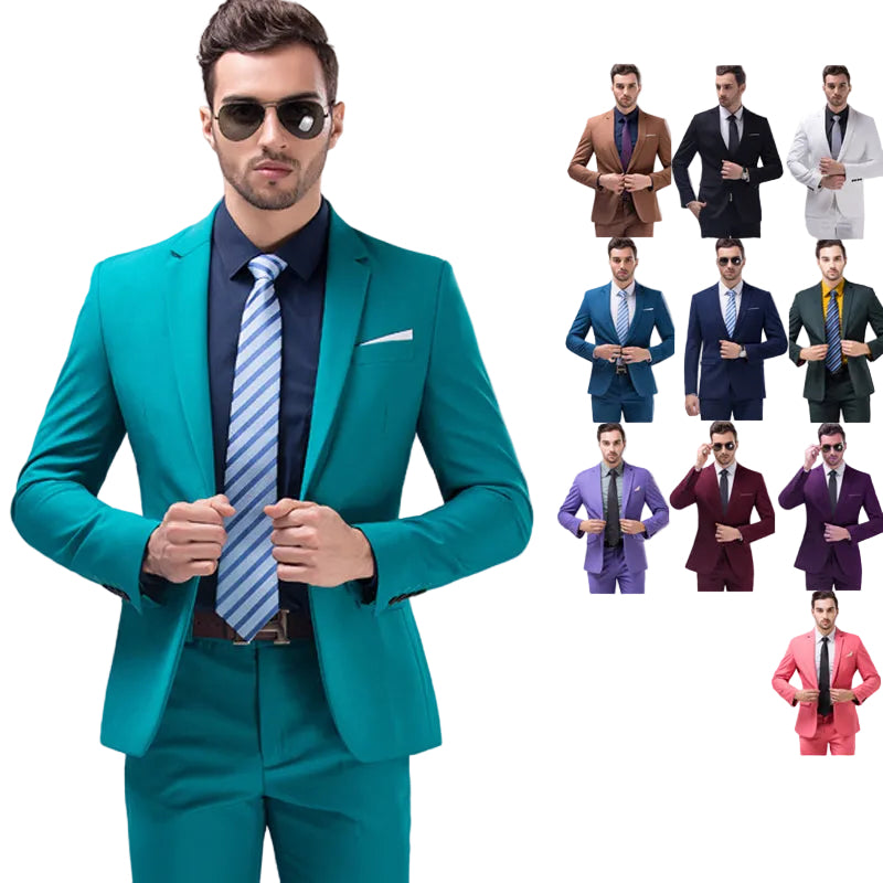 Premium Cotton Blend Gents Suit Smart Fit Suits Work Wedding Casual Business Tuxedo 2 Piece Set