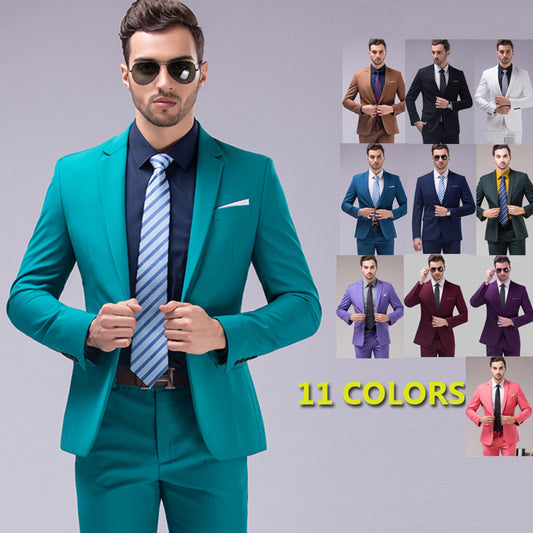 Men’s Premium Quality 2 Pieces Suit  2pcs Sets Smart Fit Prom Suits Work Wedding Casual Parties Business Tuxedo Blazer and Pants Trouser Set - X16