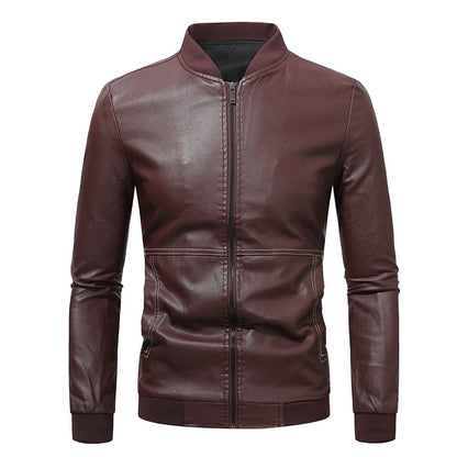 Men's Premium PU Leather Jackets Slim Fit Solid Color | JK90