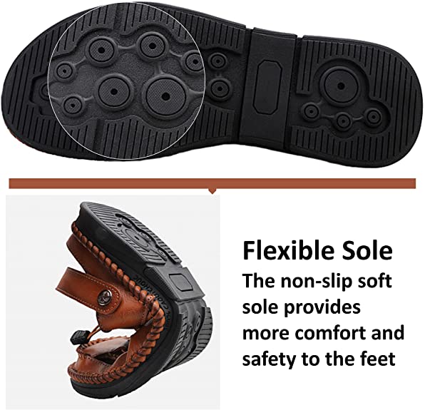 Herren-Sandalen aus Leder mit geschlossener Zehenpartie, sportlicher Riemen, verstellbar, 7060