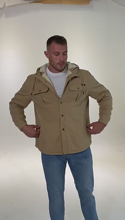 Veste en laine de qualité supérieure pour homme, style denim, à capuche, résistante | 3256 