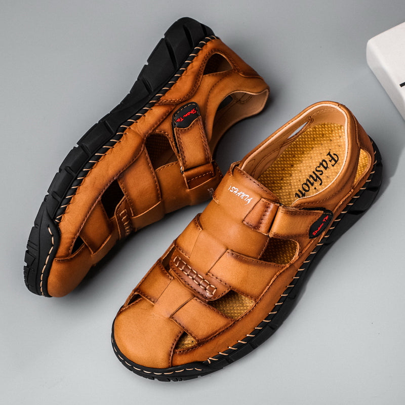 Herren-Sportsandalen aus Leder mit geschlossener Zehenpartie -71712