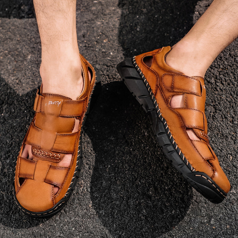 Herren-Sportsandalen aus Leder mit geschlossener Zehenpartie -71712