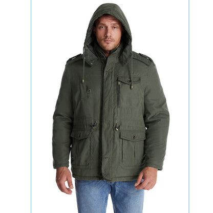 Thick Hooded Lamb Wool Men's Premium Multipockets Jacket | 3256