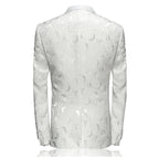 Herren-Smokingjacke mit schwarzem Blumenmuster und Paisley-Schalrevers, Blazer für Abendessen, Abschlussball, Hochzeit | 8660-700 
