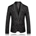Herren-Smokingjacke mit schwarzem Blumenmuster und Paisley-Schalrevers, Blazer für Abendessen, Abschlussball, Hochzeit | 8660-700 