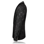 Herren-Smokingjacke mit schwarzem Blumenmuster und Paisley-Schalrevers, Blazer für Abendessen, Abschlussball, Hochzeit | 8660-700 