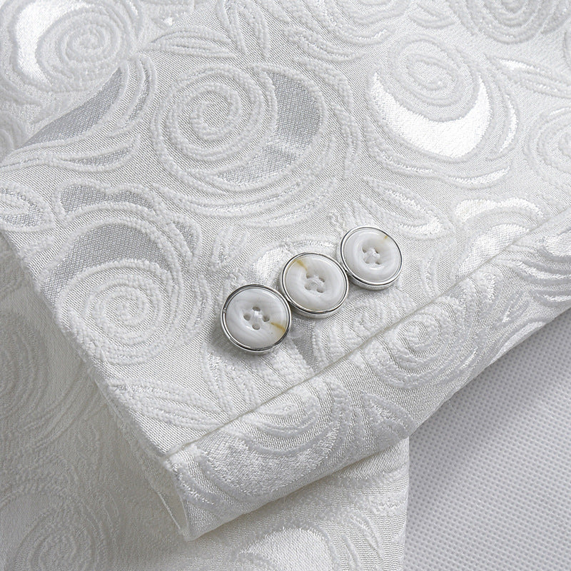 Herren-Smokingjacke mit schwarzem Blumenmuster und Paisley-Schalrevers, Blazer für Abendessen, Abschlussball, Hochzeit | 8660-700 