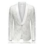 Herren-Smokingjacke mit schwarzem Blumenmuster und Paisley-Schalrevers, Blazer für Abendessen, Abschlussball, Hochzeit | 8660-700 