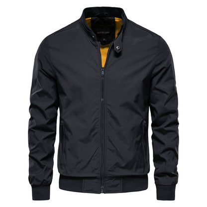 Veste coupe-vent zippée à col montant pour homme Casual-8836