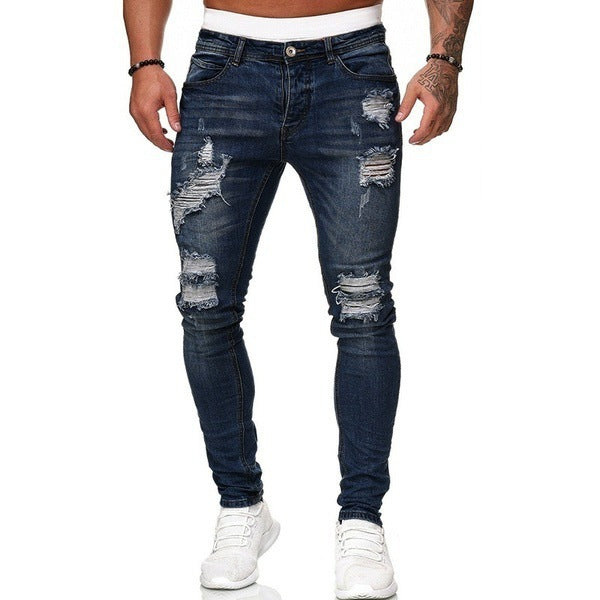 Herren Jeans mit zerrissenen Taschen und Destroyed-Effekten, konisch zulaufendes Bein-8846