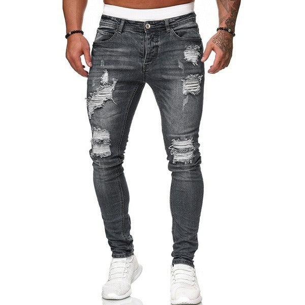Herren Jeans mit zerrissenen Taschen und Destroyed-Effekten, konisch zulaufendes Bein-8846