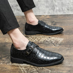 Herren Monk-Abendschuhe mit Krokoprägung und spitzer Zehenpartie | 8728 