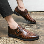 Herren Monk-Abendschuhe mit Krokoprägung und spitzer Zehenpartie | 8728 