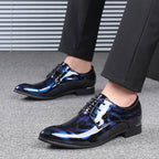 Herren-Derby-Schuhe aus Lackleder mit Blumenmuster, formelle Business-Stiefel aus Kunstleder mit spitzer Zehenpartie | 333