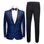 2-teiliges Herrenanzug-Set mit Jacquard-Muster und 1 Knopf, bedruckt, Smokingjacke, Hose, Frühling/Herbst | 970