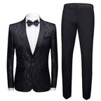 2-teiliges Herrenanzug-Set mit Jacquard-Muster und 1 Knopf, bedruckt, Smokingjacke, Hose, Frühling/Herbst | 970