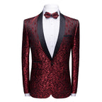 2-teiliges Herrenanzug-Set mit Jacquard-Muster und 1 Knopf, bedruckt, Smokingjacke, Hose, Frühling/Herbst | 970
