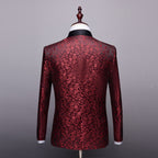 2-teiliges Herrenanzug-Set mit Jacquard-Muster und 1 Knopf, bedruckt, Smokingjacke, Hose, Frühling/Herbst | 970