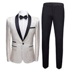 2-teiliges Herrenanzug-Set mit Jacquard-Muster und 1 Knopf, bedruckt, Smokingjacke, Hose, Frühling/Herbst | 970