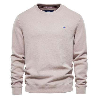 Solid Color Men's Sports Round Neck Pullover Sweatshirt Knitted-9C002