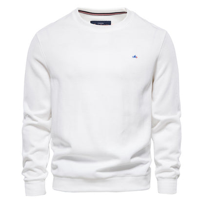 Solid Color Men's Sports Round Neck Pullover Sweatshirt Knitted-9C002