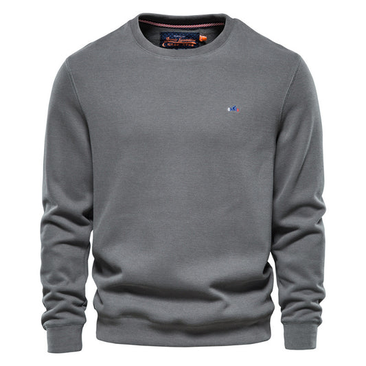 Solid Color Men's Sports Round Neck Pullover Sweatshirt Knitted-9C002